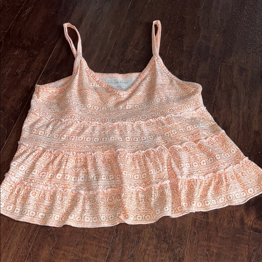 American Eagle Cropped Orange Patterned Women's Top